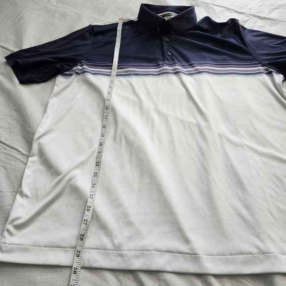 Greg Norman Collection Navy and White Striped Polo - Picture 4 of 7